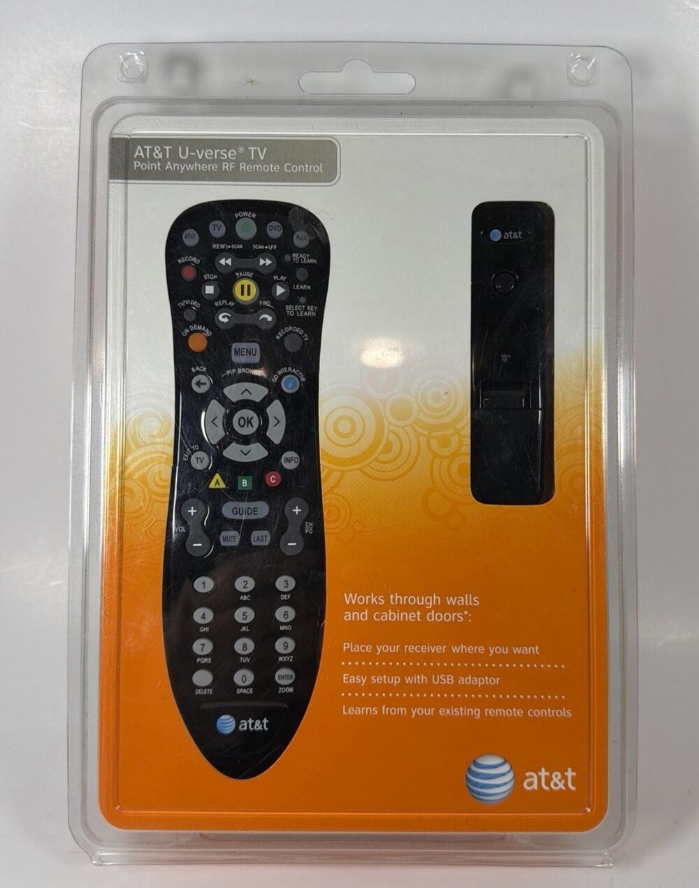 AT&T U-verse TV Point Anywhere RF Remote Control Kit 50041 New In Box